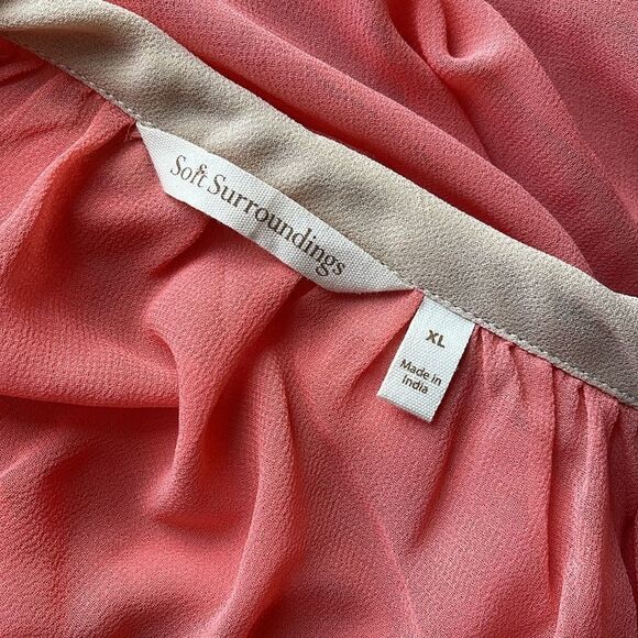 Soft Surroundings XL Boho Beaded Tassels Penelope Cream Neckline Embroidered - Picture 7 of 8